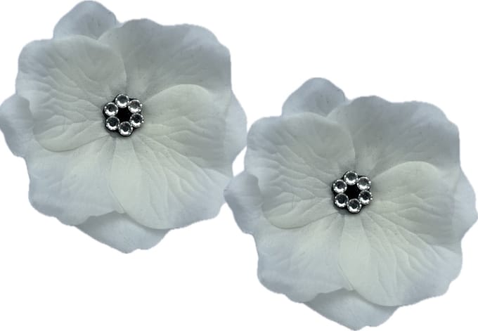 2 x Bloemen haar clips wit met crystallen bloem motief
