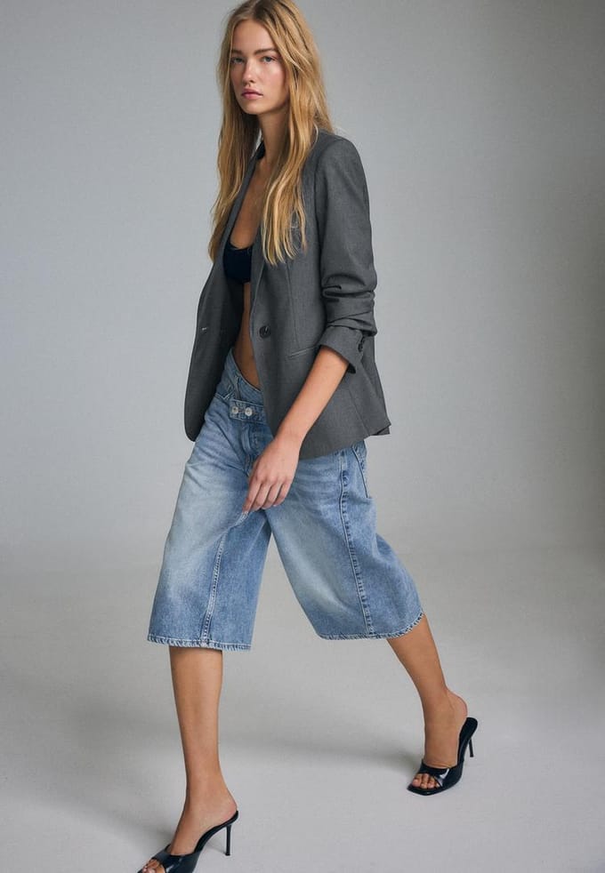 Stradivarius Blazer met knoop  Donkergrijs M