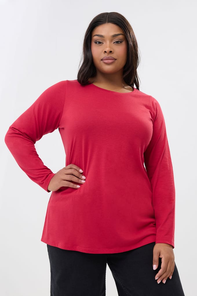 Yours Rood Tshirt Met Lange Mouwen Size 62-64