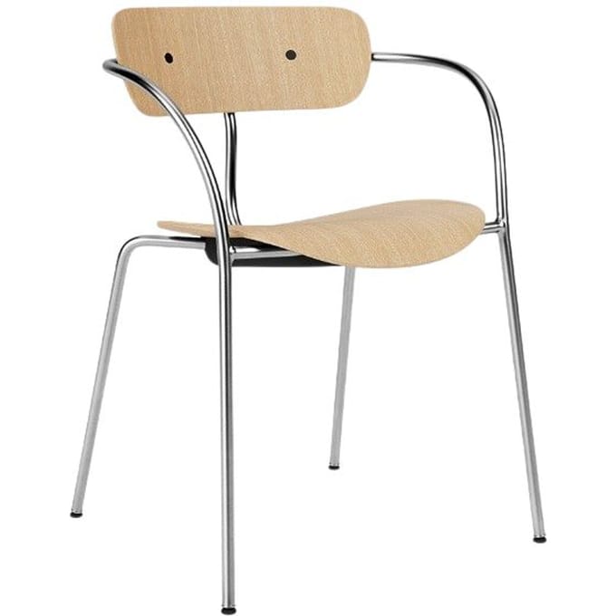 &Tradition Pavillon AV2 Stoel - eiken gelakt - chroom