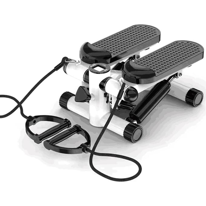 Mini-stepper voor thuisoefeningen met weerstandsbanden LCD-display Capaciteit 100kg Trapstepper wit/zwart