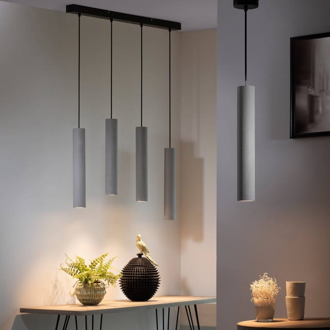 Paul Neuhaus hanglamp Eton, 4-lamps, 100 cm, beton, G9