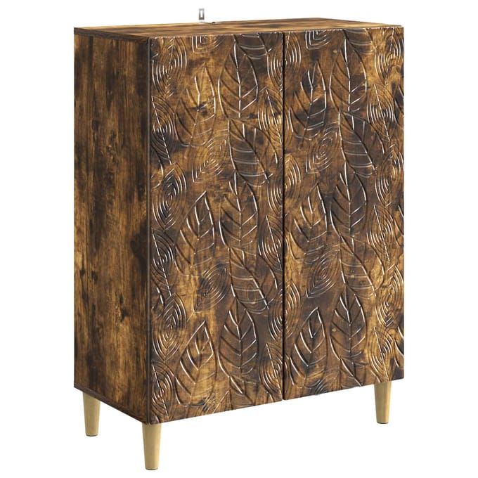 vidaXL - Dressoir - Gerookt - eiken - 66 - x - 34,5 - x - 90 - cm - Bewerkt - hout
