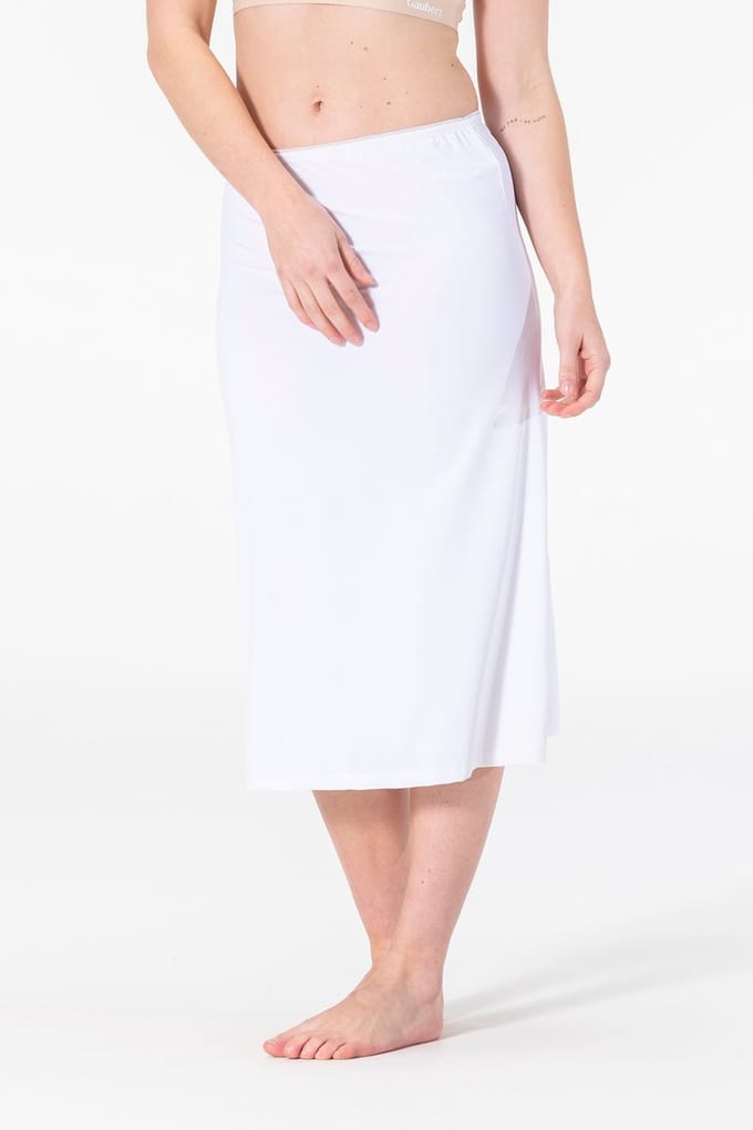 Dames Onderrok Lang - Jupon - Microfiber - Anti-Schuren - Wit - 70CM - Maat S/M