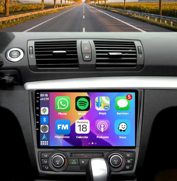 Autoradio 4/64 met Carplay en Android auto | Geschikt voor Bmw 1 serie E87 E81 E82 E88 2004-2012 | Radio scherm met Navigatie | 2004 2005 2006 2007 2008 2009 2010 2011 2012 | M