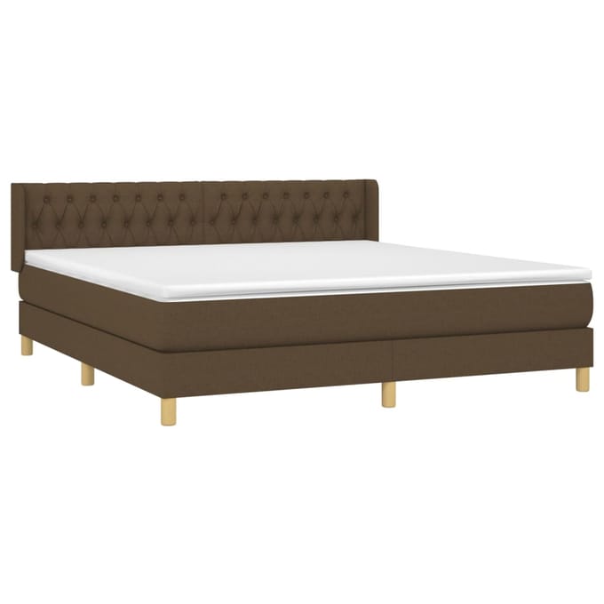 vidaXL - Boxspring - met - matras - stof - donkerbruin - 180x200 - cm