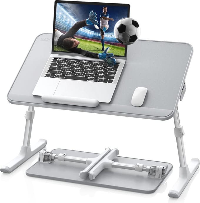 Inklapbare Lap Desk voor Notebook tot 17 inch - Verstelbare Hoogte en Hellingshoek - Duurzaam Leer