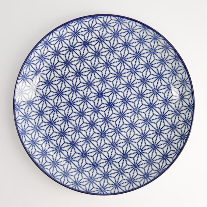 Tokyo Design Studio - Nippon Blue Dinerbord - Ster / Lotus - 25.7 x 3 cm - Porselein
