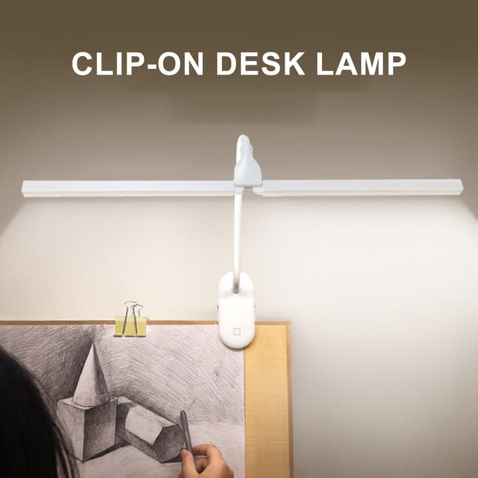 Lampe de bureau lampe d'étude pince LED étudiant soins des yeux créatif Rechargeable USB dortoir étude chambre blanc