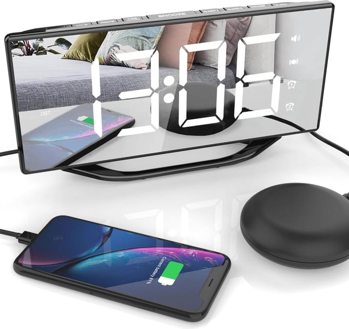 Digitale Spiegelwekker met Bedshaker - 8,7 Inch LED Display