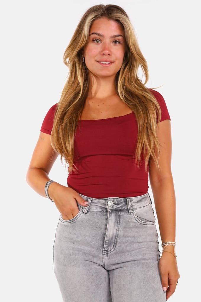Getdrezzed Top - Maat: M - Body met vierkante hals bordeaux