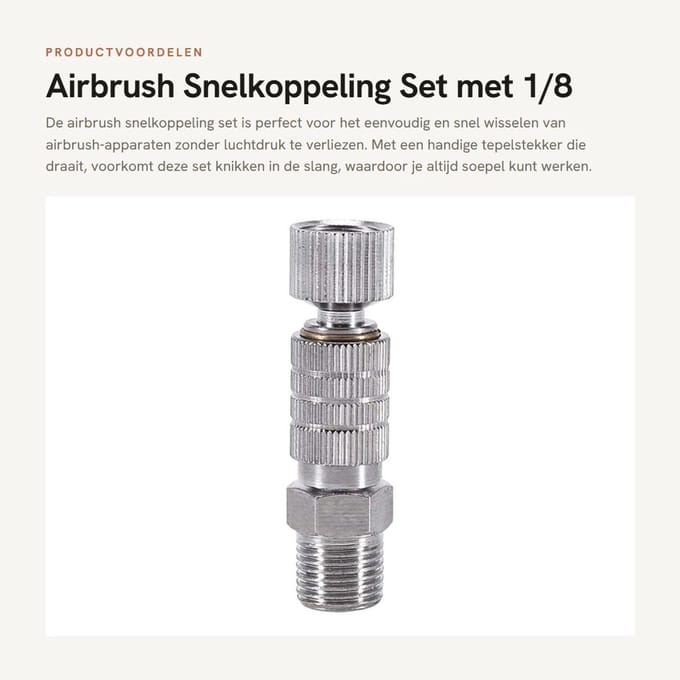 Dailygoods - Airbrush Snelkoppeling Set met 1/8 inch Adapter en Luchtslang