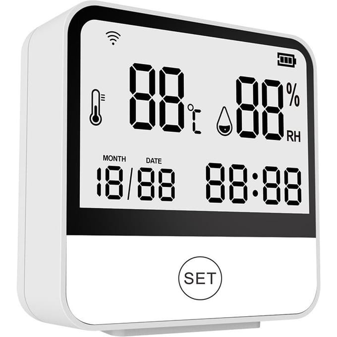 WiFi-temperatuur-vochtigheidsmonitor Slimme temperatuur- en vochtigheidssensormeter met digitaal LCD-scherm wit