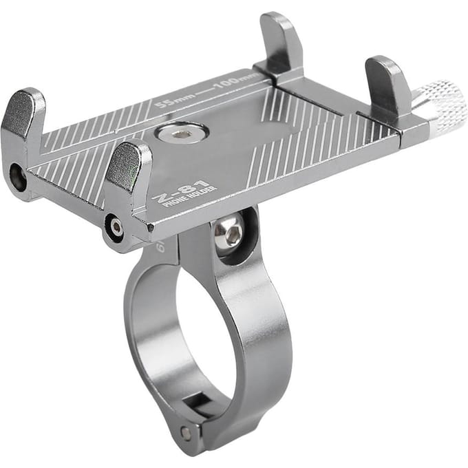 Aluminium Verstelbare Fietsstuur Telefoonklem Fiets Smartphone Houder Standaard Titanium gray