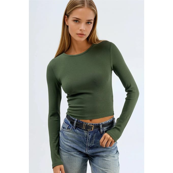 Lange Mouwen Crew Neck Blouse
