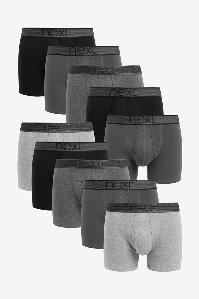 Next - Heren - Set van 10 boxershorts met A-voorkant - Grijs