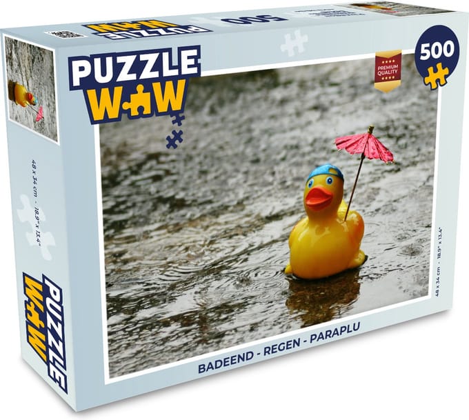 Puzzel Badeend - Regen - Paraplu - Legpuzzel - Puzzel 500 stukjes