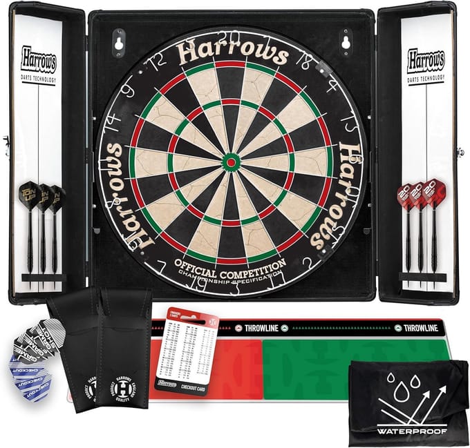 Dartbord Kast Set - Complete Dart Set - Thuis Spelen - Zelfhelend Sisal - 45 x 45 cm - Zwart