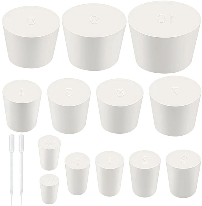 Rubberen Stoppen - Conische Stoppers - Laboratorium Afsluiten - 13 Verschillende Maten - 38 Stuks - Wit