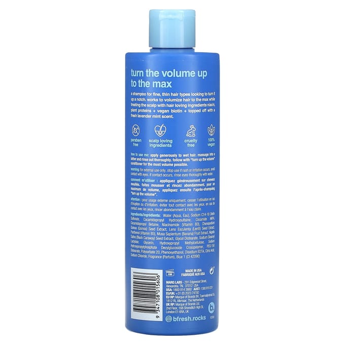 B.Fresh, Volume Omhoog, Volume Boostende Shampoo, Fijn, Dun Haar, Lavendelmist, 355 ml(12 fl oz) blue