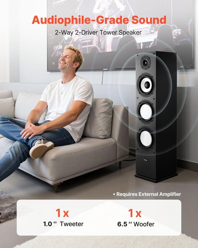 Enceinte sur pied Enceinte colonne sur pied 2 voies 200W crête Simple