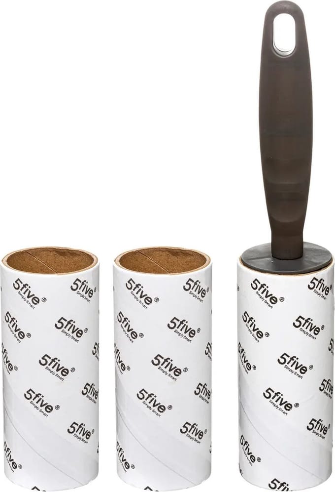 5Five Kledingroller/kleefroller - grijs - 21 cm - 10 vellen met 2x extra rollen - Pluizenroller - Kledingborstel