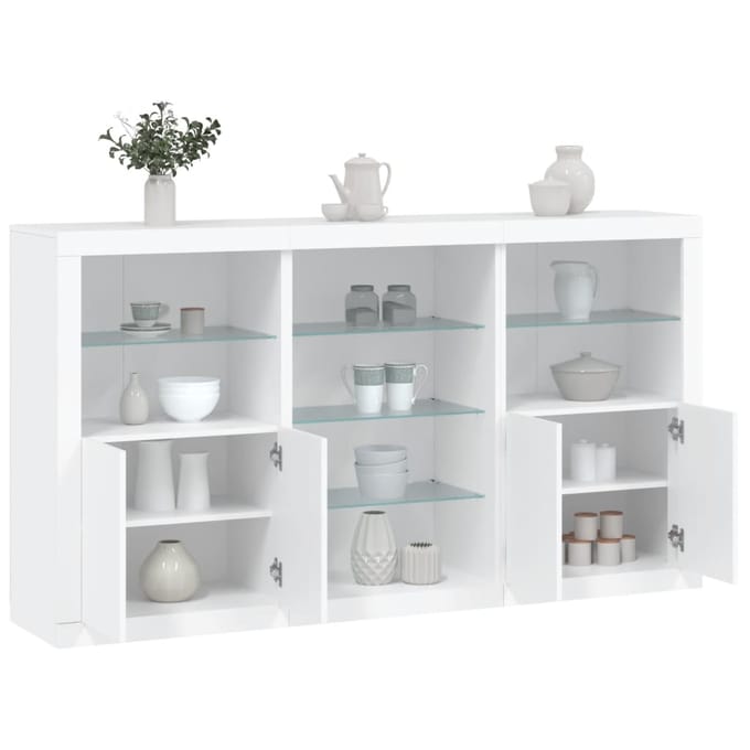 vidaXL - Dressoir - met - LED-verlichting - 181,5x37x100 - cm - wit