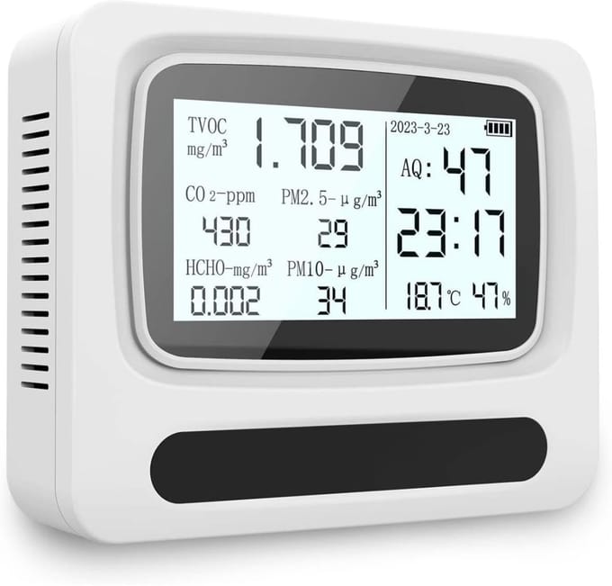 CRLYN® Fijnstofmeter - Luchtkwaliteitsmeter voor Binnen - Co2 Meter - Wit