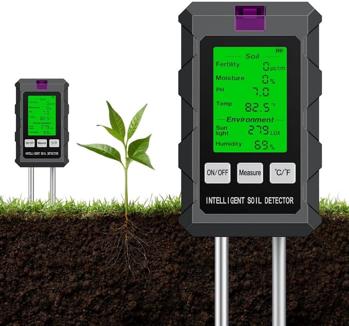 Bodemtester - Plantenmeter Vochtigheid - Optimale Plantengroei - 6-in-1 Metingen - Digitale Weergave