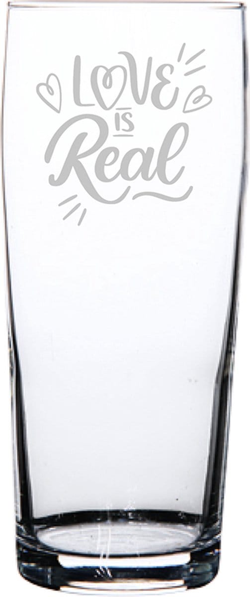 Gegraveerde bierfluitje 19cl Love is real