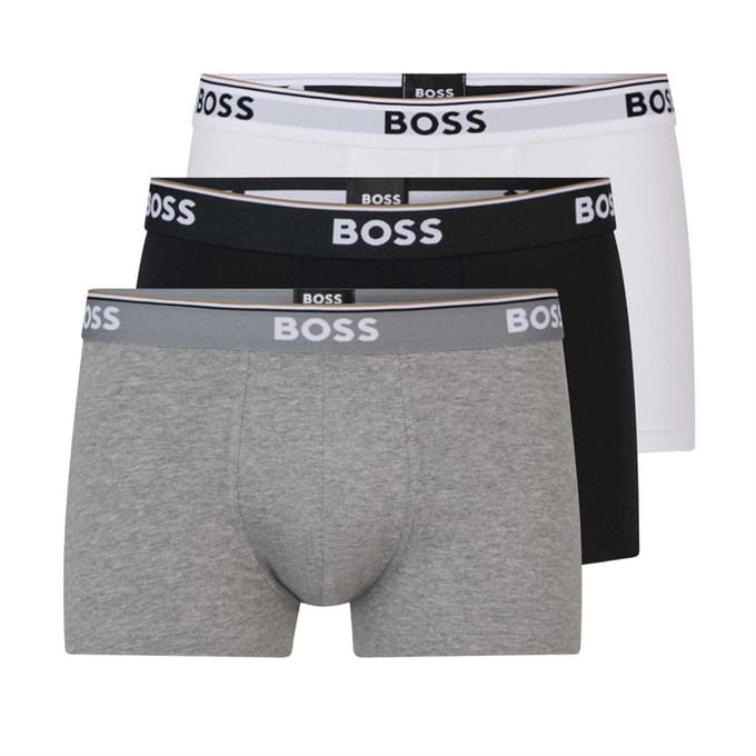 Boss Heren Bodywear Logo Boxershorts (Set van 3) (Zwart/Wit/Grijs)