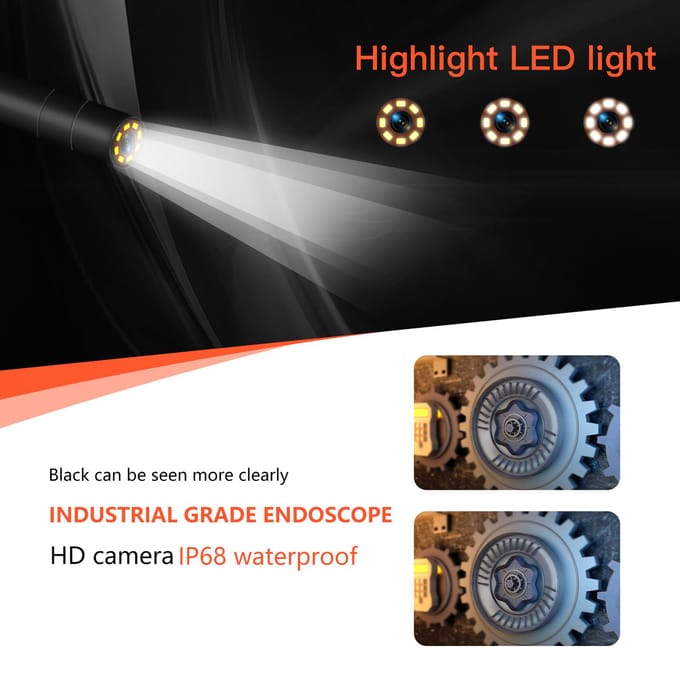 P130 High-Definition Rioolbuis Industriële Endoscoop Draagbaar 4,3-inch Full-Color High-Definition 2M Cable 5.5mm Dual Lens black