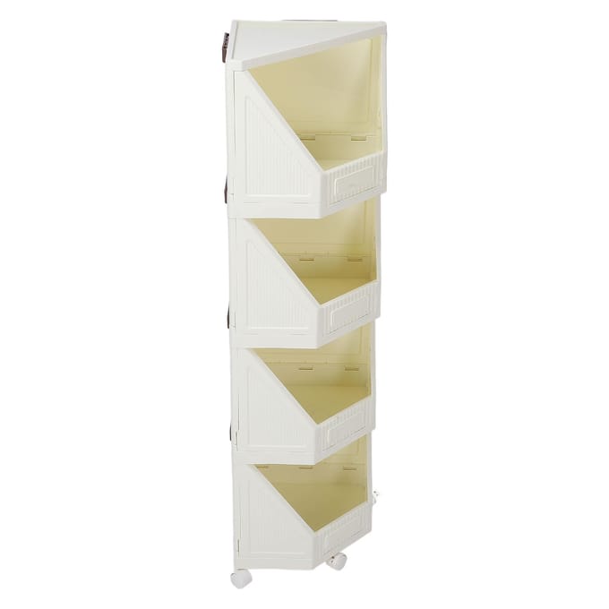 Hoekkast met 4 Verrijdbare Wielen Hoekplank Standaard Boekenkast voor Kleine Ruimte Badkamer white