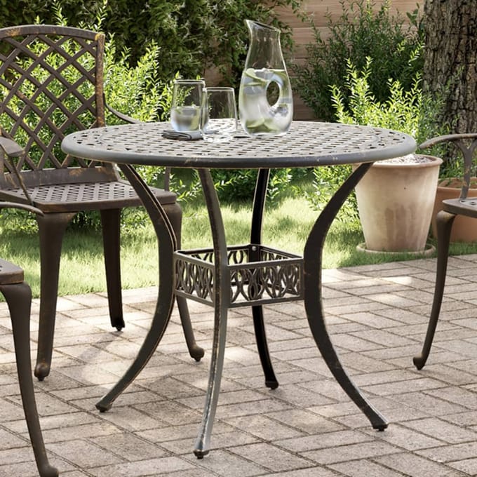 vidaXL - Tuintafel - Ø - 90x75 - cm - gietaluminium - bronskleurig