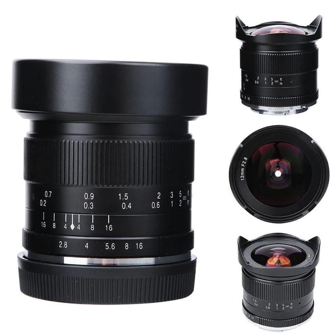 12mm F2.8 APSC Groothoek Handmatige Vaste Lens voor M43-vatting black