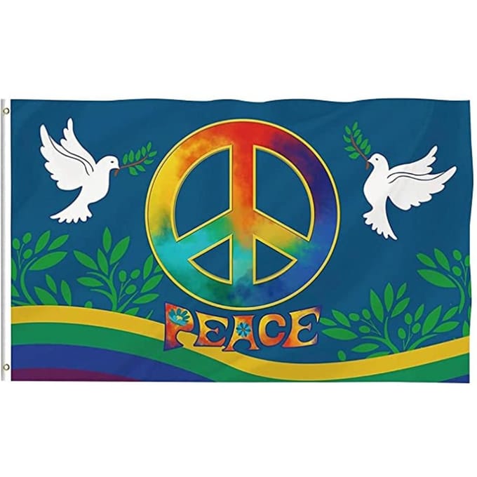Wereld Vrede Vlag 90 x 150 cm Grote Polyester Vrede Vlag voor Achtertuin Tuin Speeltuin blue