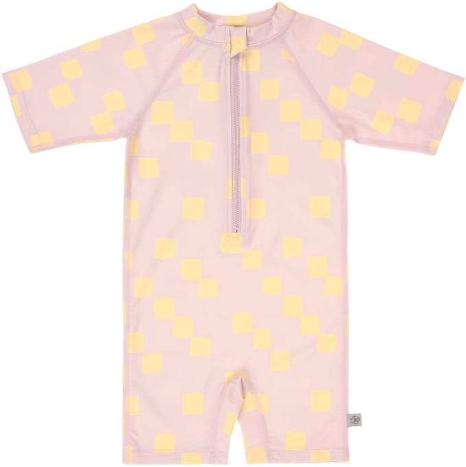 Lässig Checkerboard UV Pakje Korte Mouw - Maat 62/68 - Pale Pink/Yellow