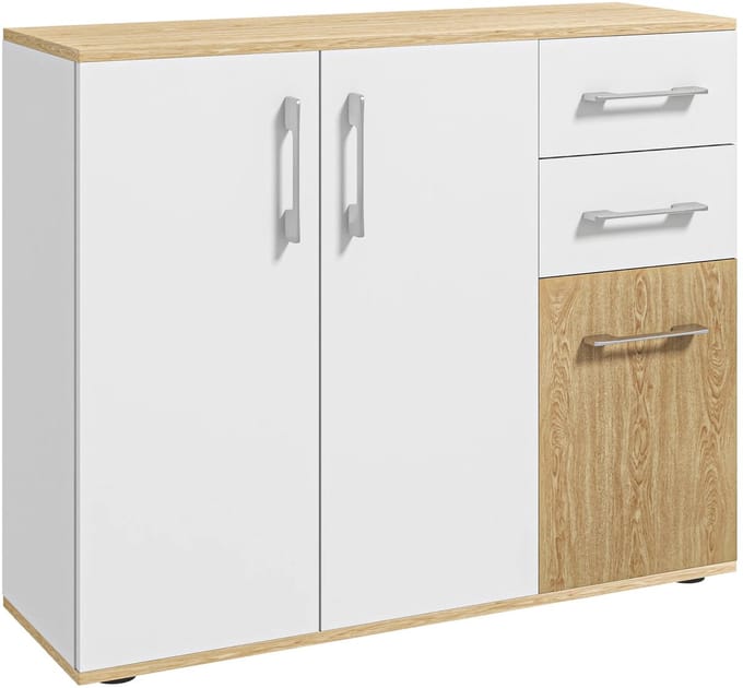 UrbanSelect Dressoir - Ladekast - Verstelbare plank - Max. Belasting 55kg - Kantelbeveiliging - 90 x 30 x 75.5cm - Wit
