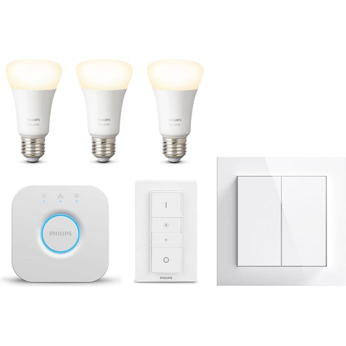Philips Hue White Bluetooth Starter Kit E27 3-pack + Senic Slimme Lichtschakelaar