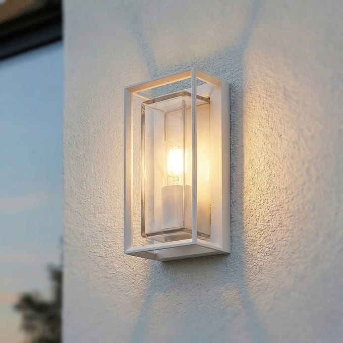 Arcchio - Wandlamp buiten - 1licht - Aluminium, glas - H: 25.5 cm - E27 - wit