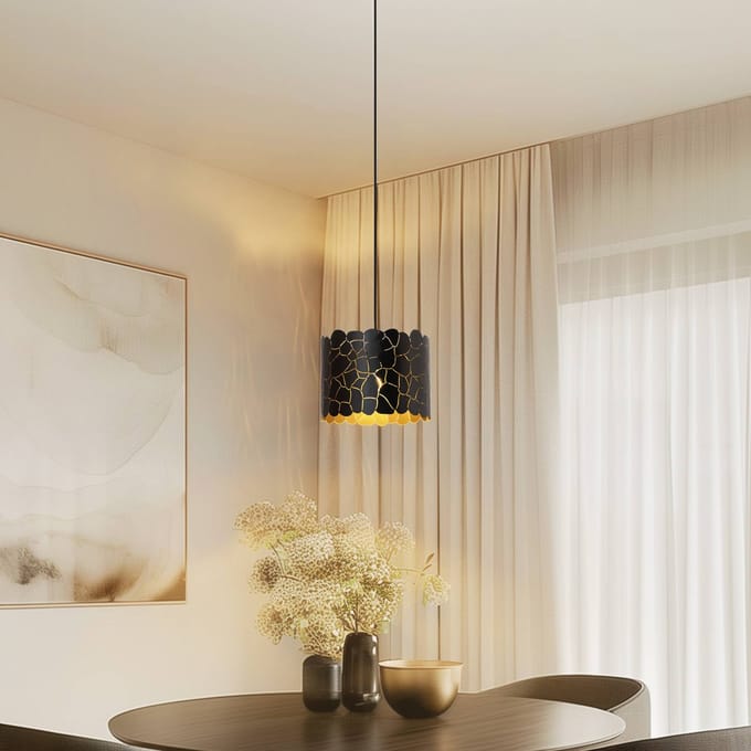 Lindby - hanglamp - 1licht - Metaal - H: 20 cm - E27 - zwart, goud