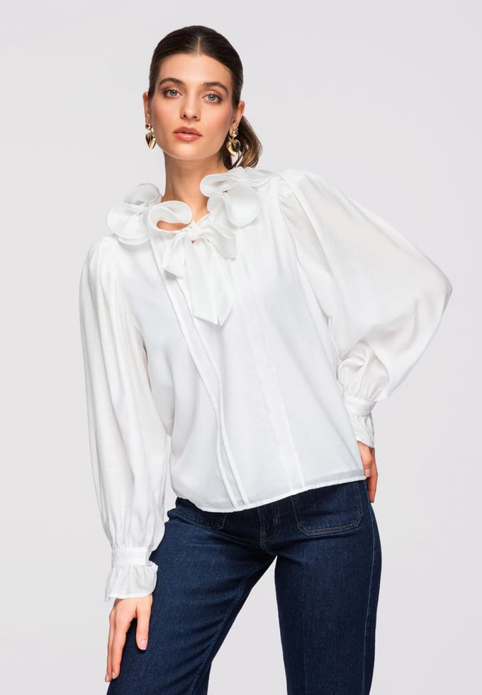 OMBRE - Loose Fit - Lange Mouw - Geen Sluiting Wit M