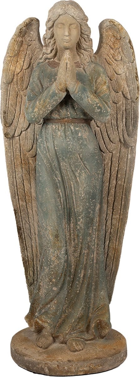 Clayre & Eef Decoratie Beeld Engel 119 cm Groen Beige Magnesium (MGO)