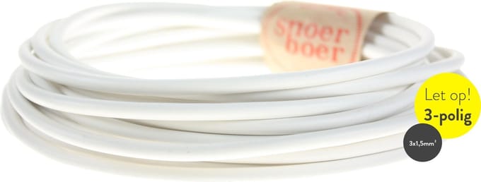 VMVL 3 x 1.50mm2 Huishoudsnoer Rond Wit 100 Meter