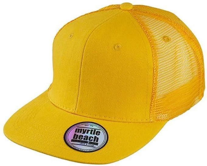 Myrtle Beach Volwassenen Unisex 6 Panel Flat Peak Cap (Goudgeel)