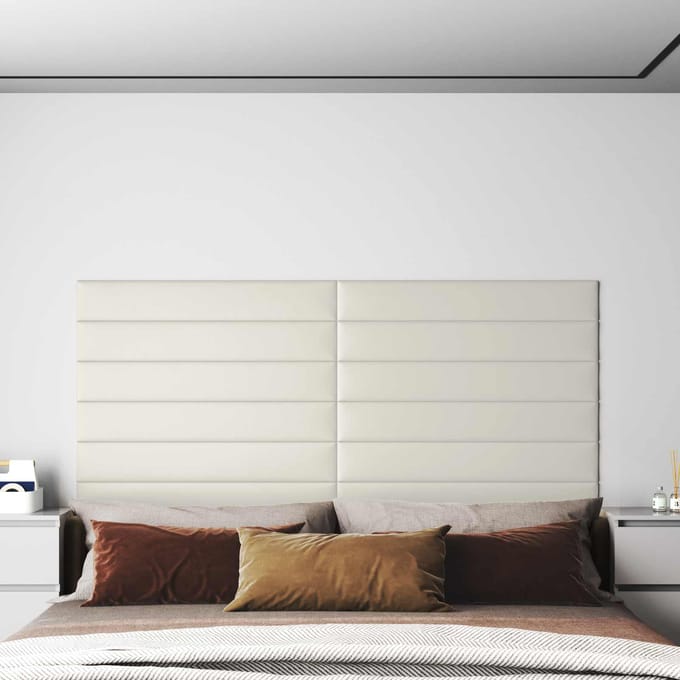 vidaXL - Wand - Hoofdbord - 12 - st - Crèmekleurig - Fluweel