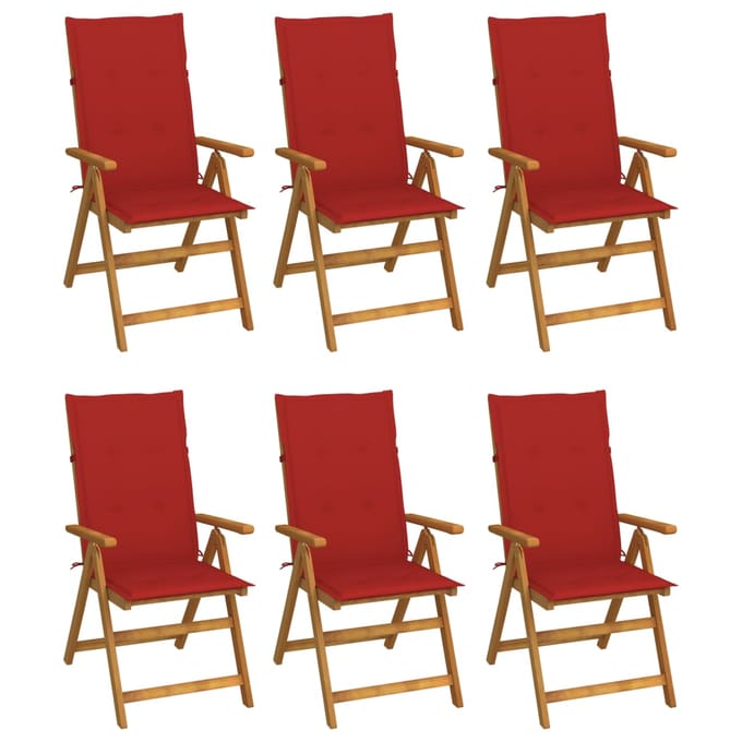 vidaXL - Inklapbare - stoelen - 6 - st - met - kussens - massief - acaciahout