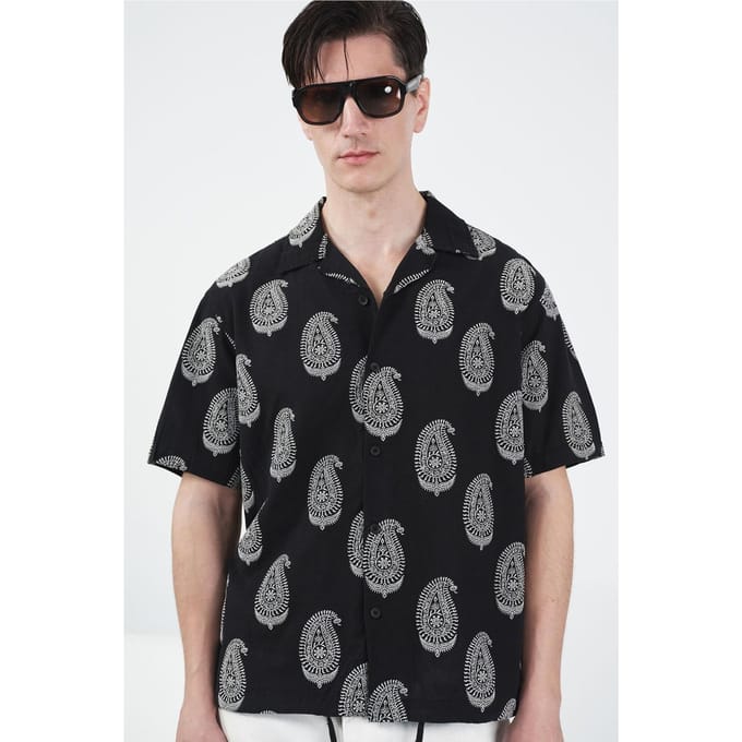 Regular Fit Paisley Print Overhemd met Knoopsluiting