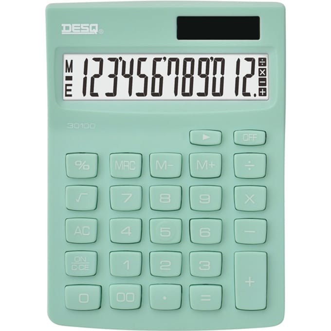 DESQ® | Bureau Rekenmachine | 12 Cijfers| Compact | Mint Groen | New Generation