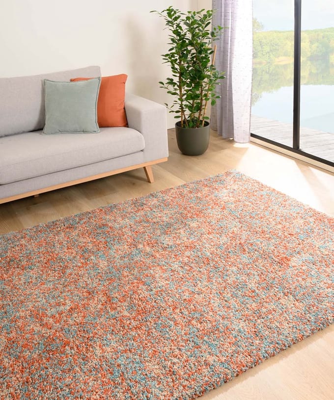 Hoogpolige loper - Blend oranje/blauw 80x250